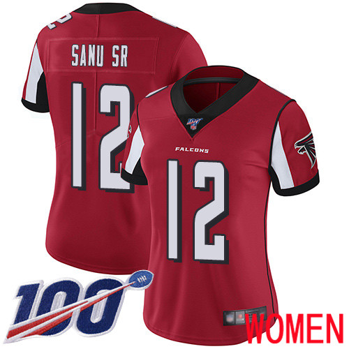 Atlanta Falcons Limited Red Women Mohamed Sanu Home Jersey NFL Football #12 100th Season Vapor Untouchable